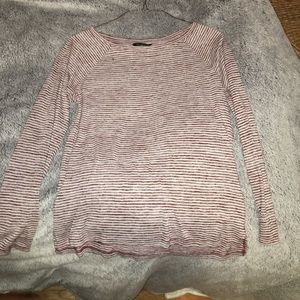 Red and white striped crew-neck, long sleeve